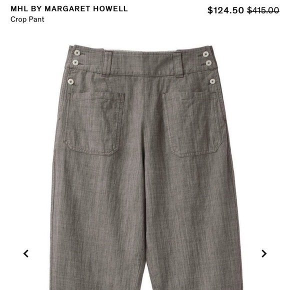 89th & Madison Brown Stretch Linen Textured Front Capri Pants Button Accent Hems - Picture 8 of 9